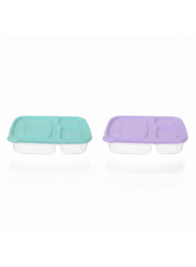 فافيلا لانش بوكس مقسم 3 أقسام – سعة 2.2 لتر – طقم 2 قطعة – سهل الفتح وآمن لغسالة الأطباق - Image 1